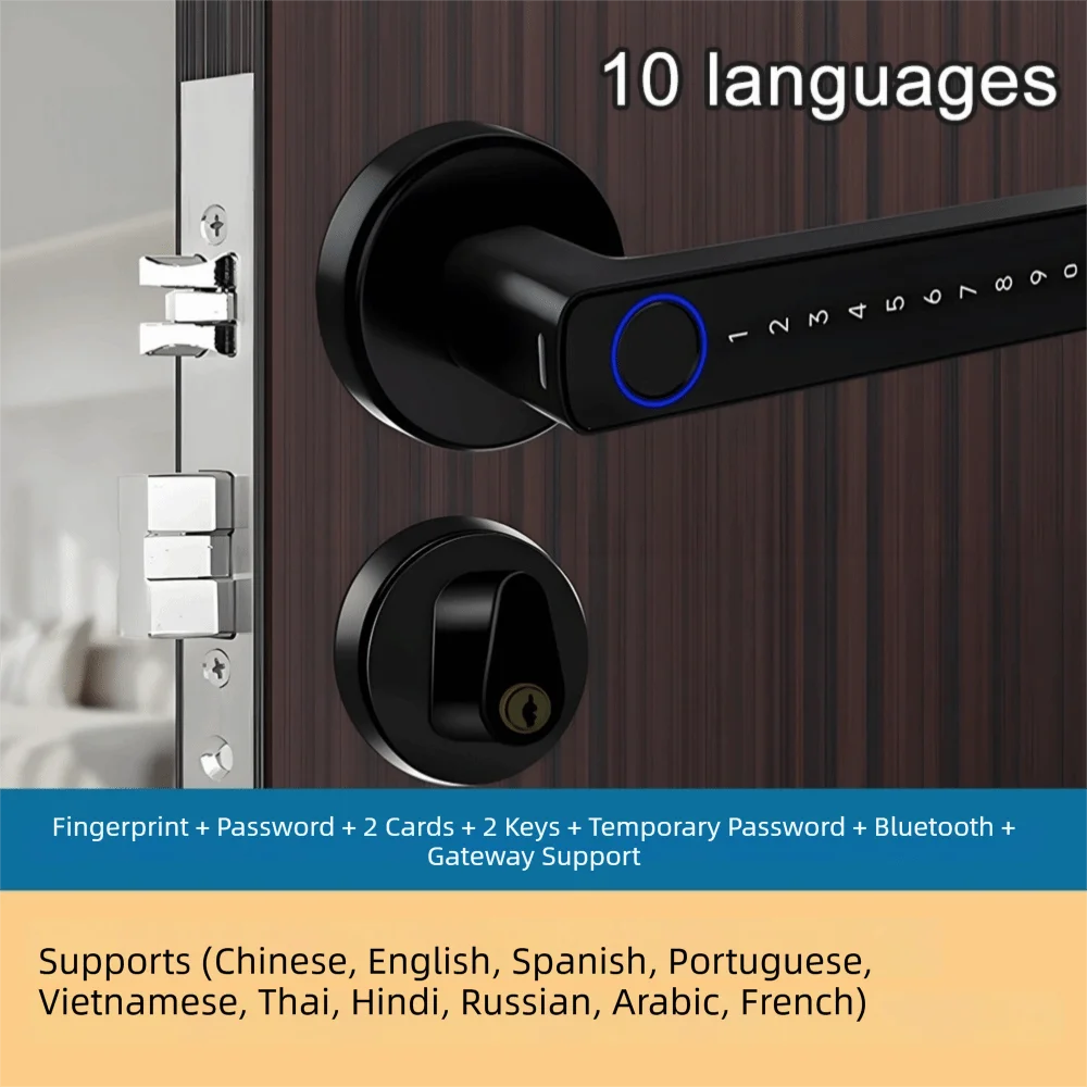 Remote Lock Smart Fingerprint Door Lock Smart Password Electronic Digital Door Handles Bluetooth WiFi Gateway Vue Double tongue lock