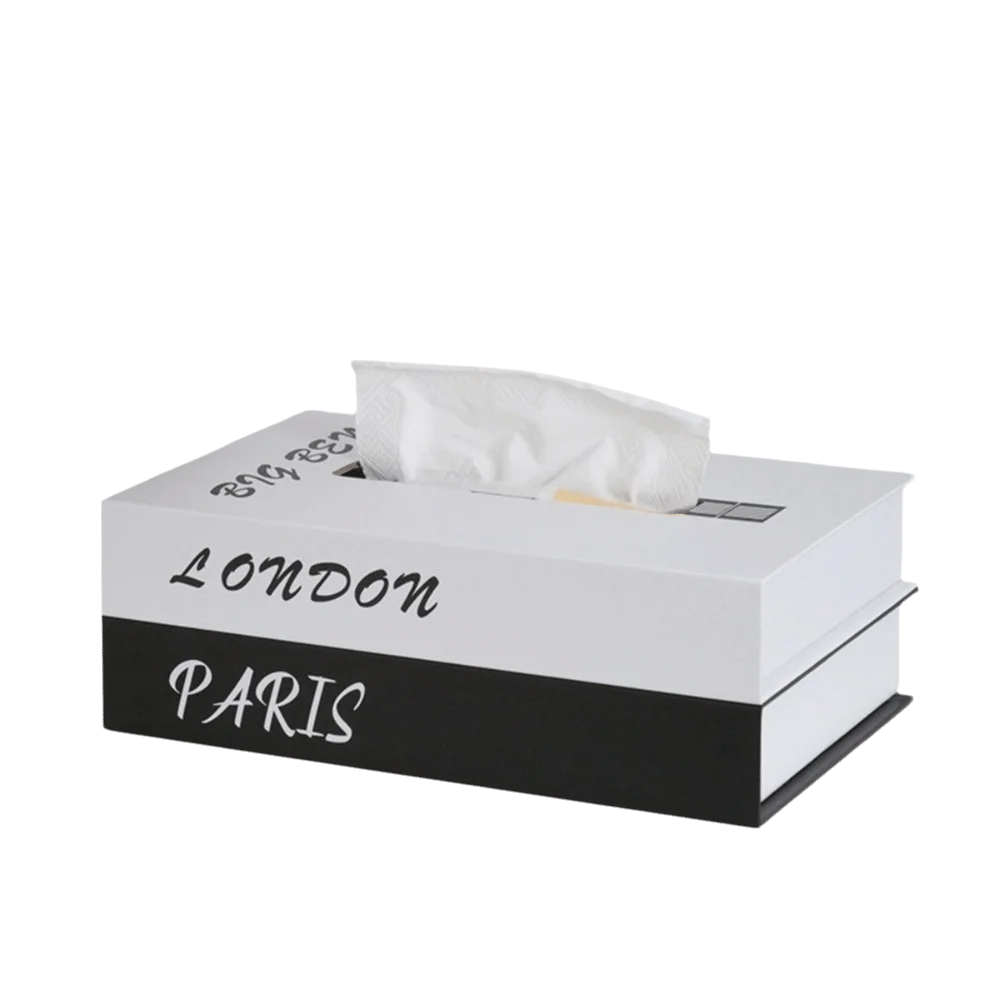 Retro Luxury Book Style Tissue Box Ornaments Decoration Storage Box Double Layer Container Napkin Holder Case Table Decoration Vue Type1