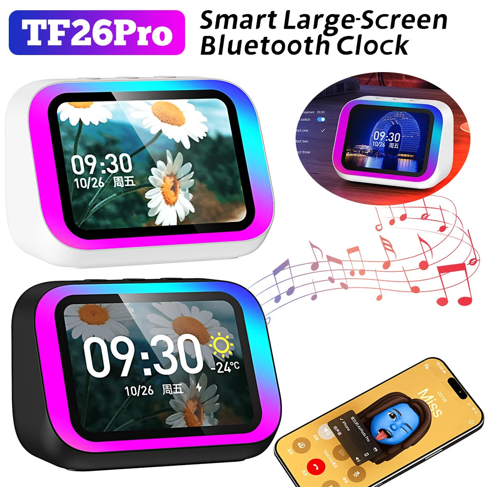 4.0 TFT Screen AI Voice Smart Speaker 5W Speaker 7-Color Light Bluetooth 5.4 Hands-Free Call/E-Photo Album/Weather Alarm Vue