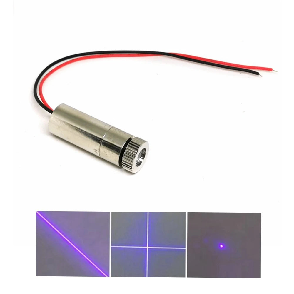 Focusable Adjustable 405nm Violet Blue Laser Module Dot/Line/Cross 10mw/20mw/50mw Aligment Lights 3-5V 12*25 Vue
