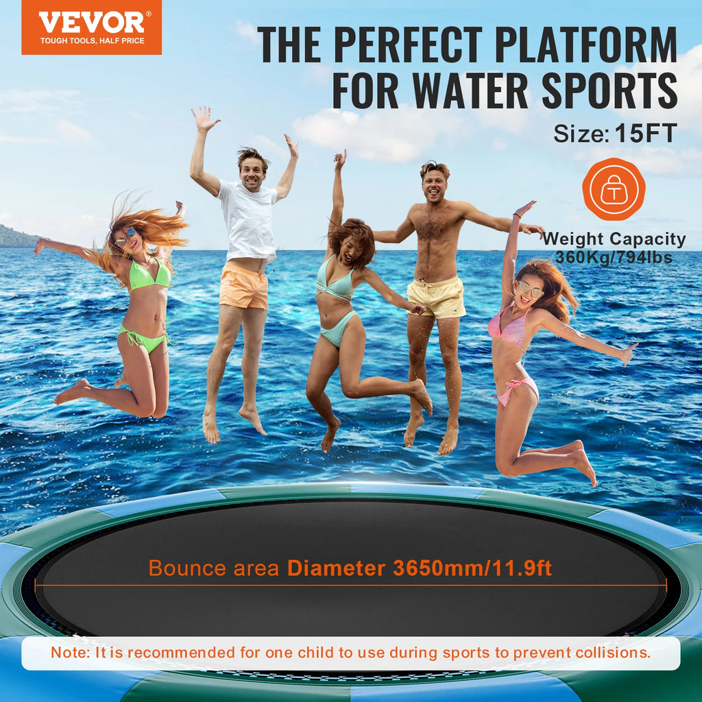15ft Inflatable Water Trampoline Bounce Platform with Pump & Ladder Inflatable Water Trampoline Vue