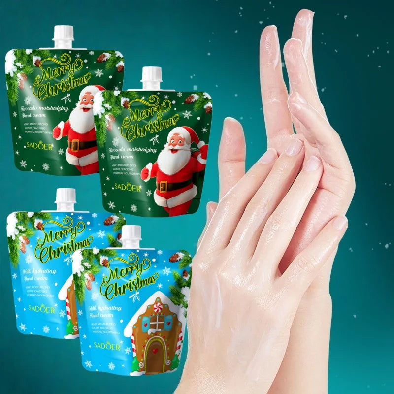 4Pcs Christmas Hand Cream Set, Two Styles to Choose from (2 Avocado Moisturizing Hand Creams, 2 Milk Moisturizing Hand Creams), Compact and Exquisite Packaging, Easy to Carry, Suitable as a Small Holiday Gift, for Christmas, Vue Default Title