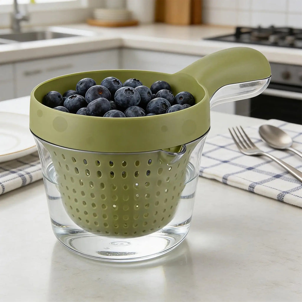 Strainer Bowl Double-Layer Removable Basket Vegetable Colander Fruit Cleaner Bowl for Home Apartment Restaurant Outdoor Camping Vue