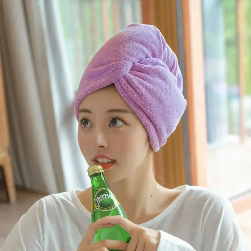 1-10PCS Coral Fleece Hair Turban Quick Dry Absorbent Shower Cap for Long Hair Women Adult Dorm Soft Lightweight Super Absorbent Vue
