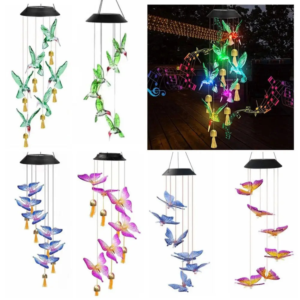 Cute Solar Wind Chime Hanging Weatherproof Hanging Solar Lights Auto on/Off Landscape Lamp LED Wind Chime Light Home Decoration Vue