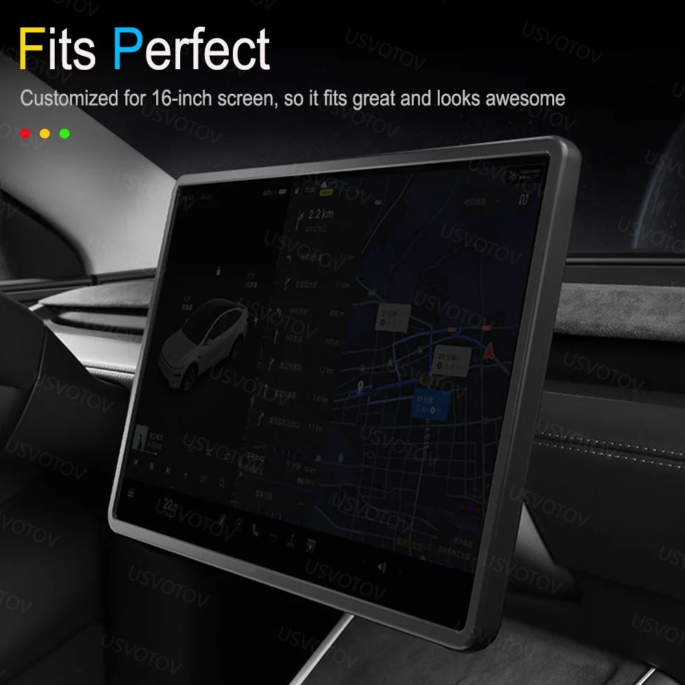 For Tesla Model Y Premium Juniper Model YL Model 3 2026 16-Inch Center Console Screen Protector Frame Interior Decor Accessories Vue