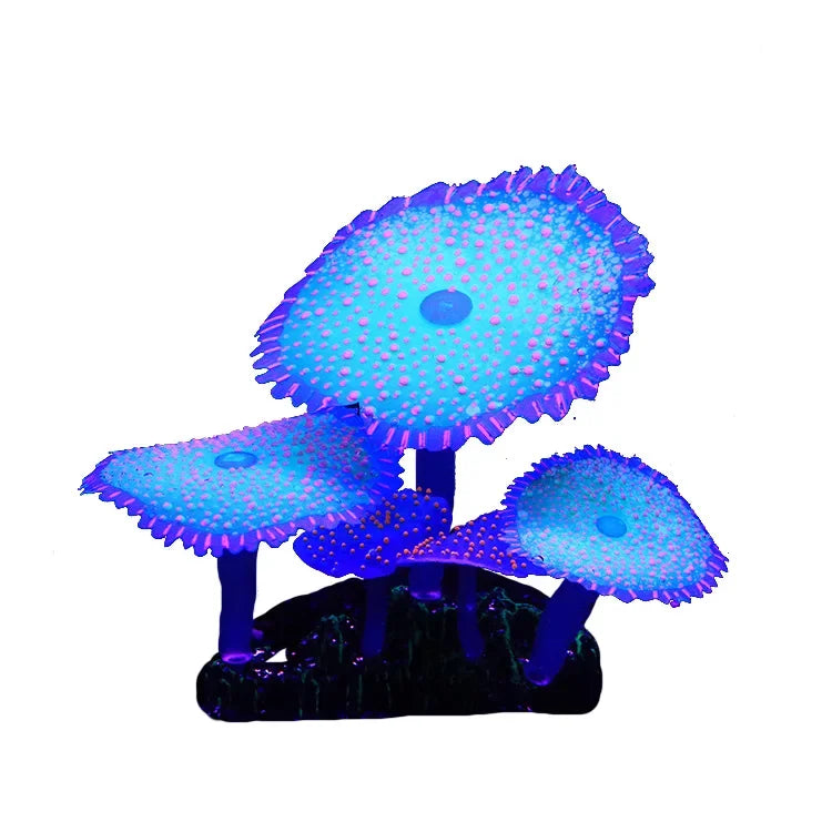 Simulation Coral Luminous Water Grass Aquarium Fish Tank Landscape Decoration Silicone Colorful Circle Aquatic Plant Home Decor Vue