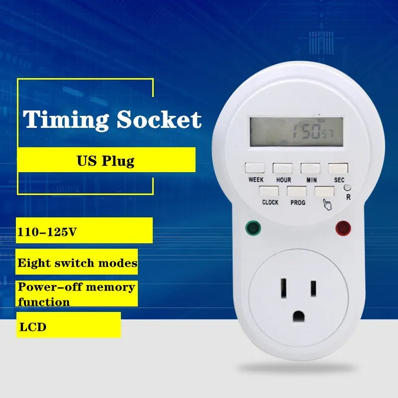 EU Standard Electrical Wall Charger Adapter Charging Wall US UK Timing Plug Socket Power Outlets,15A,PC Panel,LED screen Vue