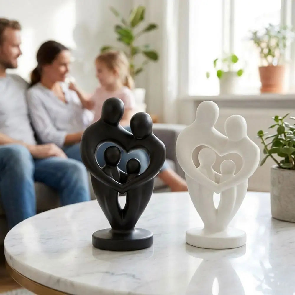 Fashion 3D Printed Abstract Family Sculpture Unique Plastic Minimalist Figure Statue Modern Parent-Child Figurine Desktop Decor Vue