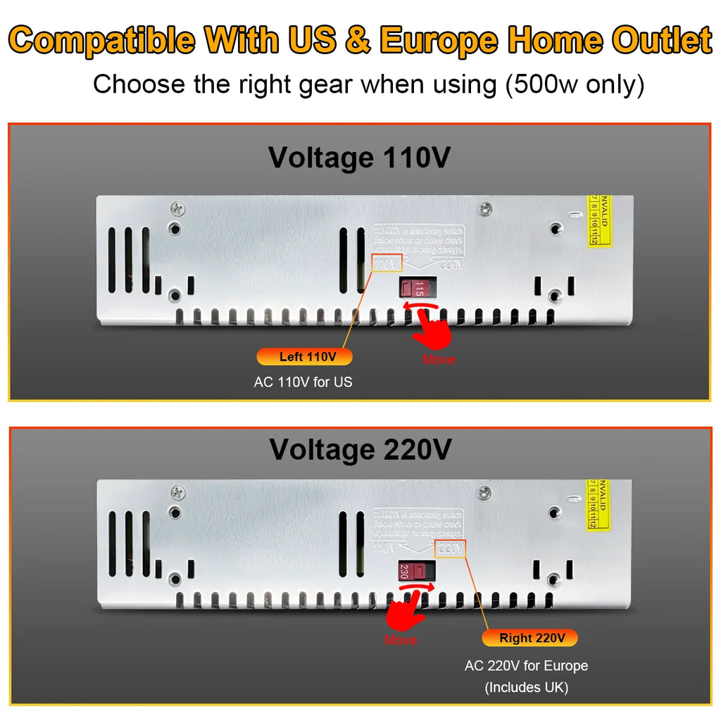 Switching Power Supply 60W 250W 500W AC 110V 220V to DC 12V Converter Transformer Light Transformer Source LED Adapter CCTV Vue
