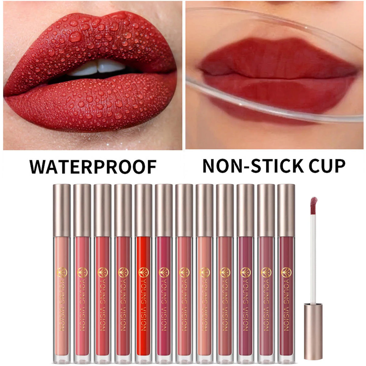 YOUNG VISION 6Pcs/Kit Matte Liquid Lipstick Gift Set Easy Application, Waterproof and long-lasting without fading Lip Gloss Vue