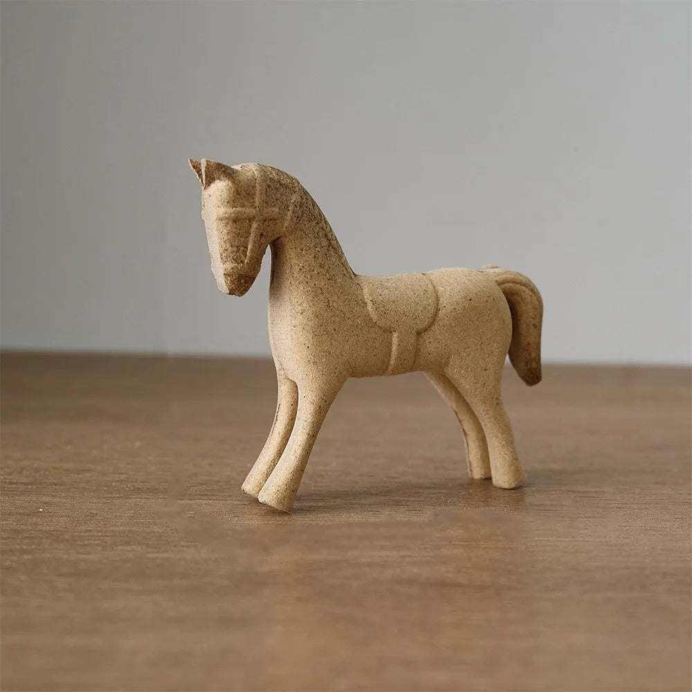 Handmade Wooden Horse DIY Drawing Farmhouse Style Unpainted Horse Statue Carved Design Vintage Blank Animal Figurine Vue Style C