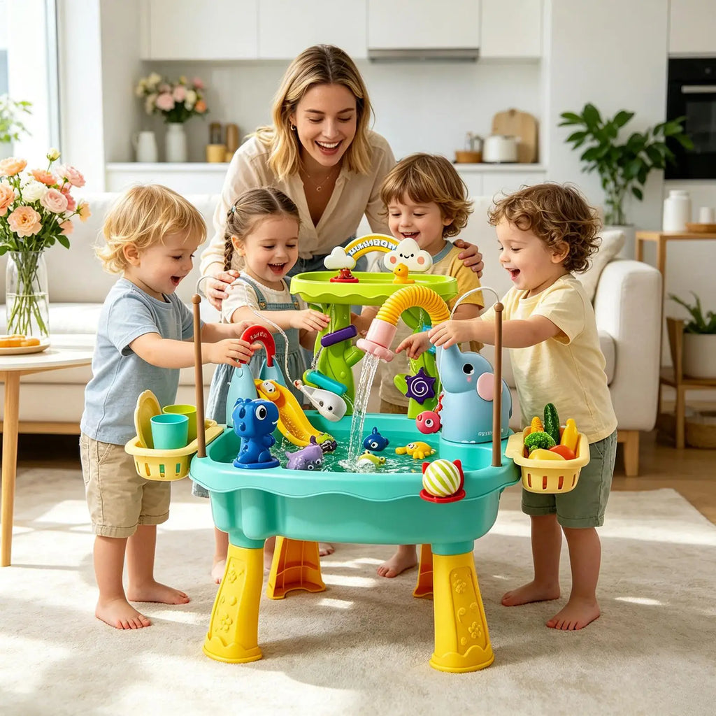 Elephant Water Table for Kids, Sensory Sink Toy with Pump, Outdoor Summer Activity Play Table for Backyard Beach Daycare Camping Vue