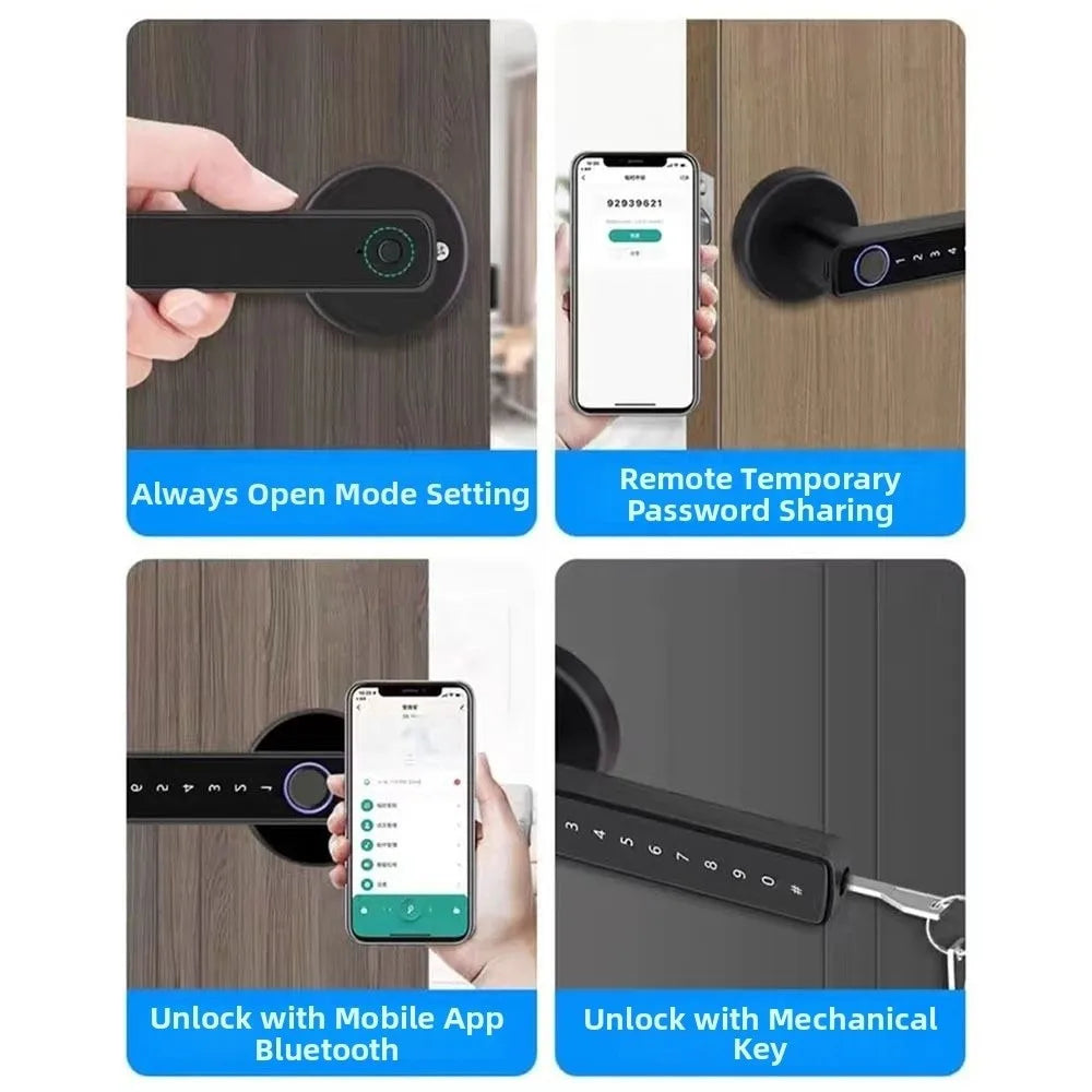 Remote Lock Smart Fingerprint Door Lock Smart Password Electronic Digital Door Handles Bluetooth WiFi Gateway Vue