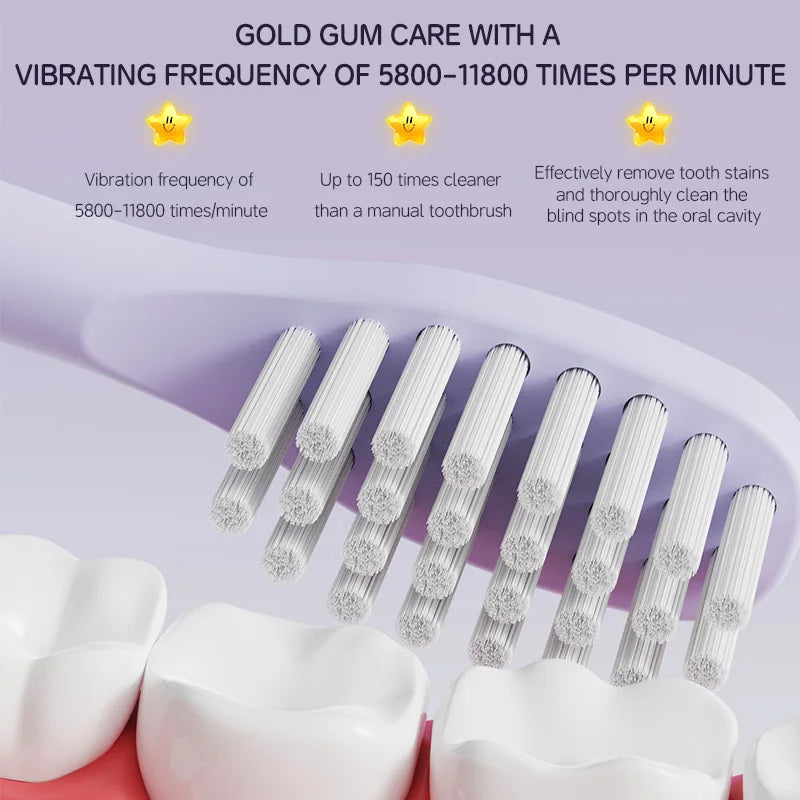 Kid's Electric Toothbrush With Replacement Heads Color Cartoon Soft Hair Cleaning Children Brush Rechargeable Sonic Toothbrush Vue