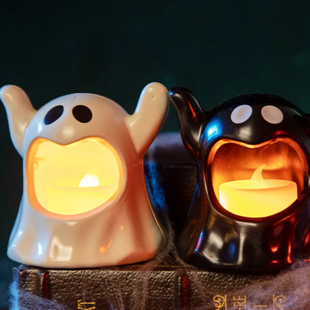 LED Light Halloween Decorations LED Candle Night Lights Portable Halloween Ghost Lamp Flameless Ornaments Halloween Ghost Candle Vue