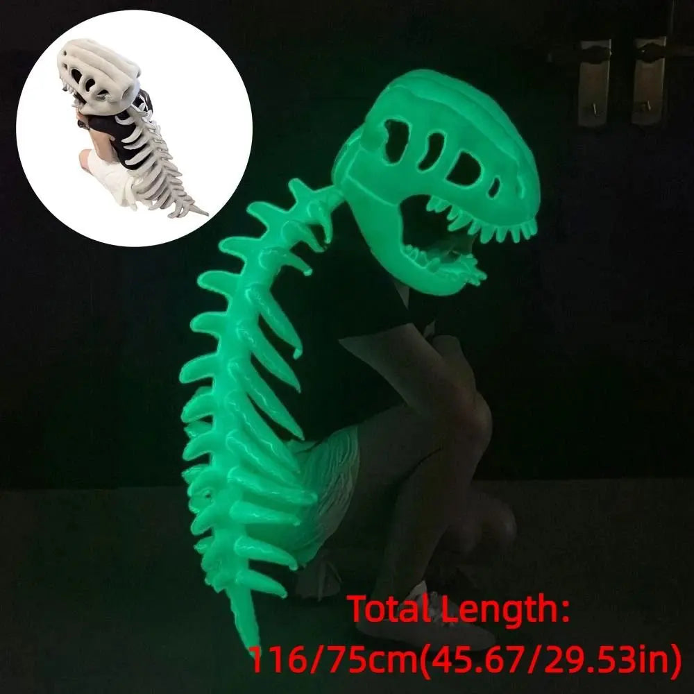 Luminous Dinosaur Skeleton Mask Headgear Glow in The Dark 3D Dinosaur Bone Head Hat Creative 75/116CM Funny Cosplay Headwear Vue