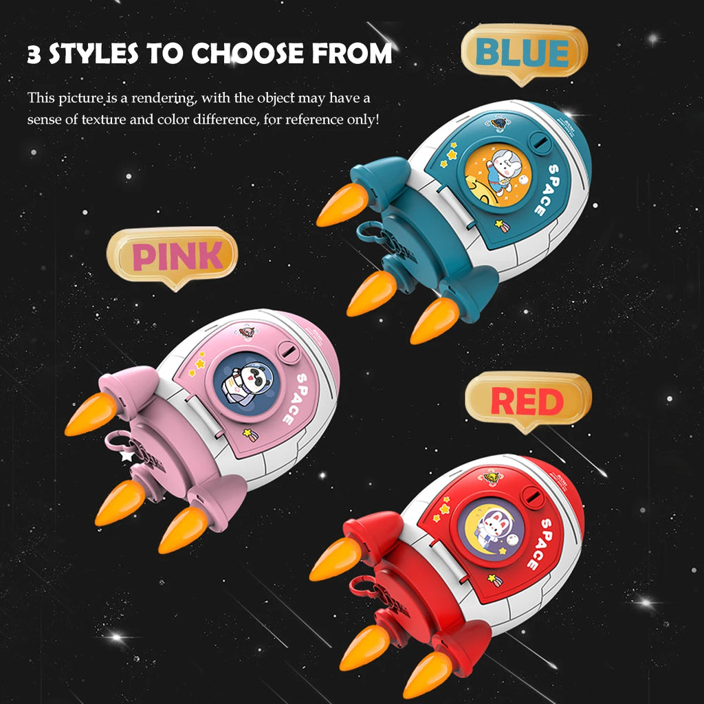 Piggy Bank Toys, Rocket Spacecraft Large Capacity Key Unlocking Puzzle Toy 3 Color could be Chosen, Gifts for 3+ Boys and Girls Vue