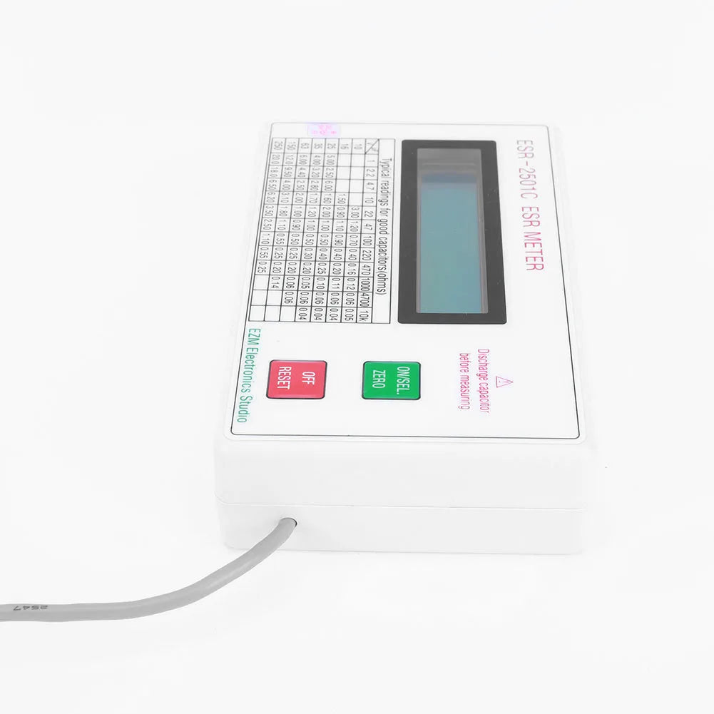 ESR2501C Capacitor ESR DCR Tester – In-Circuit LCD Meter Capacitor ESR Tester Vue