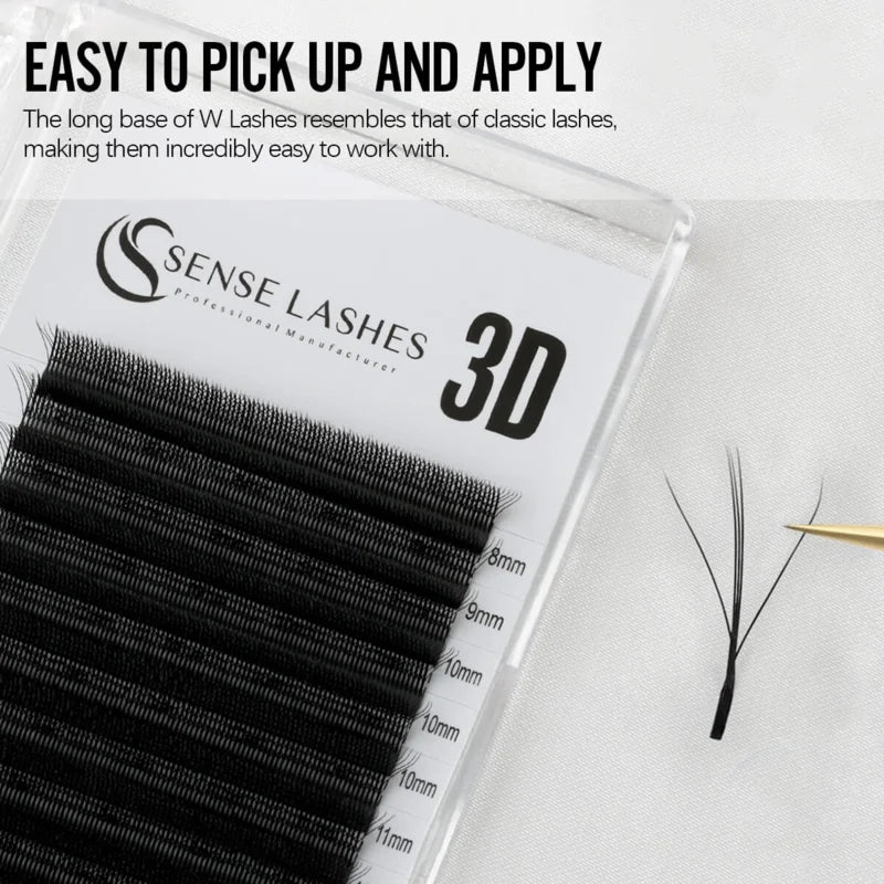 Wispy 3D W Shape Premade Fan Lash Extensions | Sense Lashes Premade Fan Lashes Vue