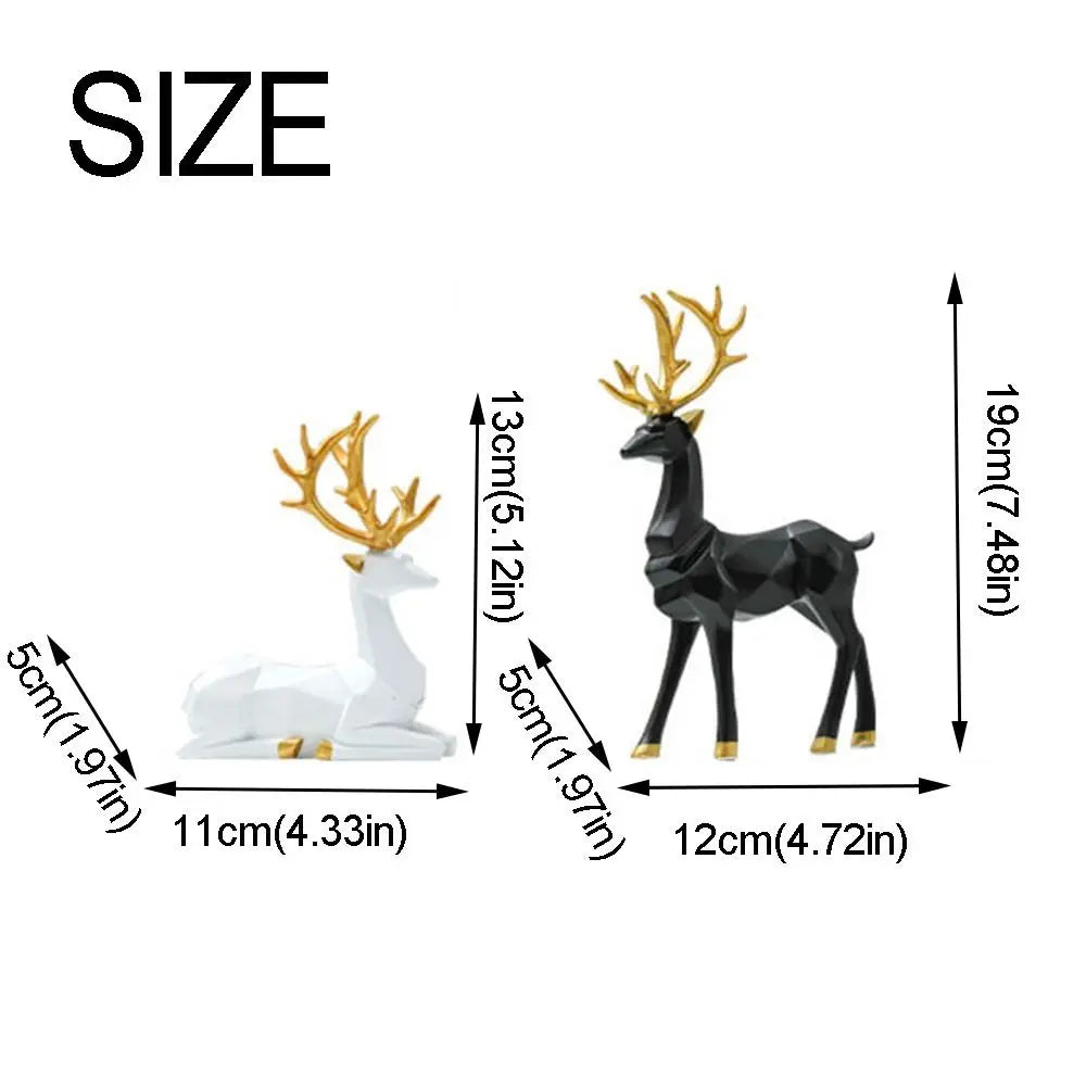 2Pcs Creative Deer Desktop Ornament Sitting/Standing Position Cute Christmas Deer Statue Durable Modern Elk Home Decor Vue