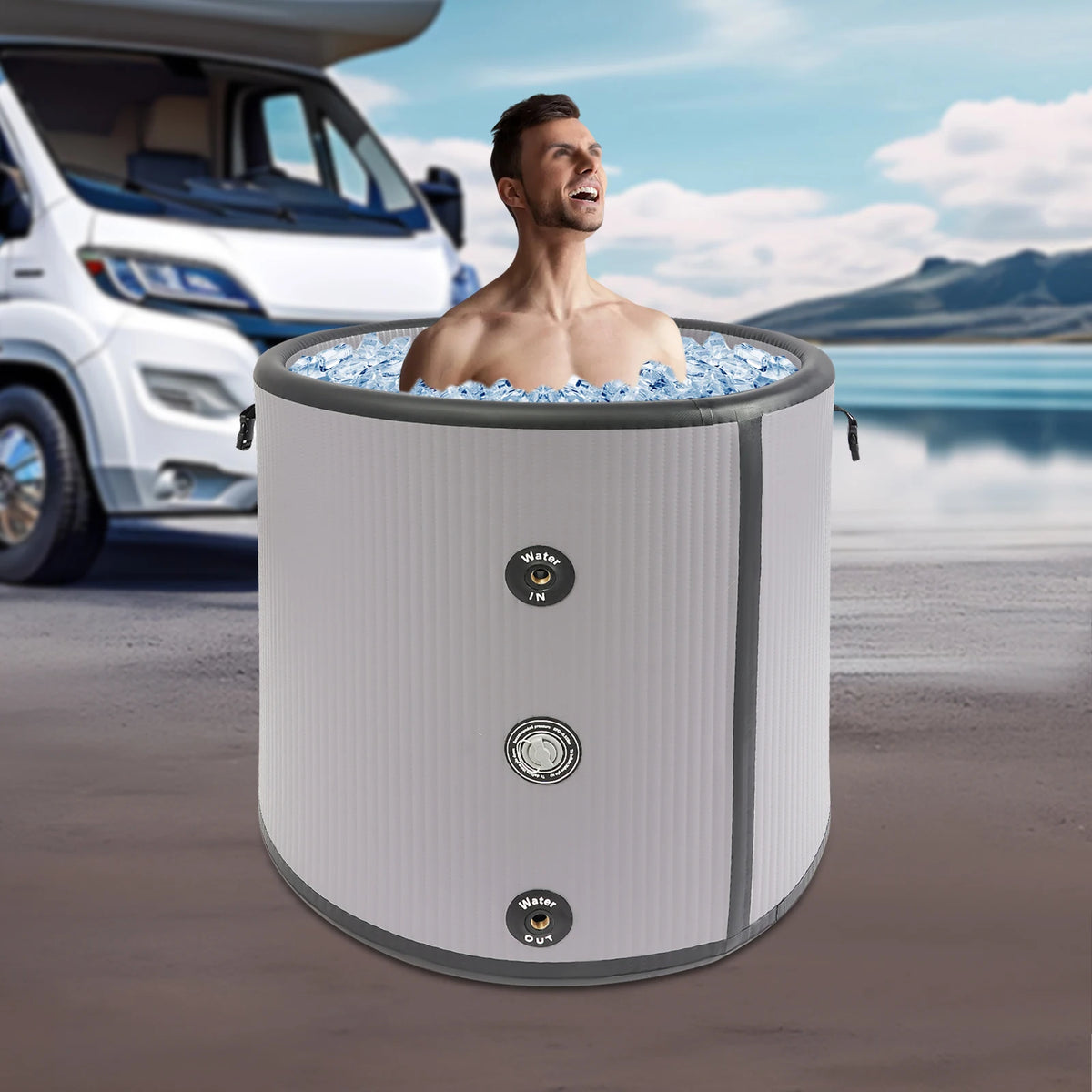 Portable Inflatable Ice Plunge Tub 100Gal | Cover & Carry Bag Inflatable Cold Plunge Tub Vue