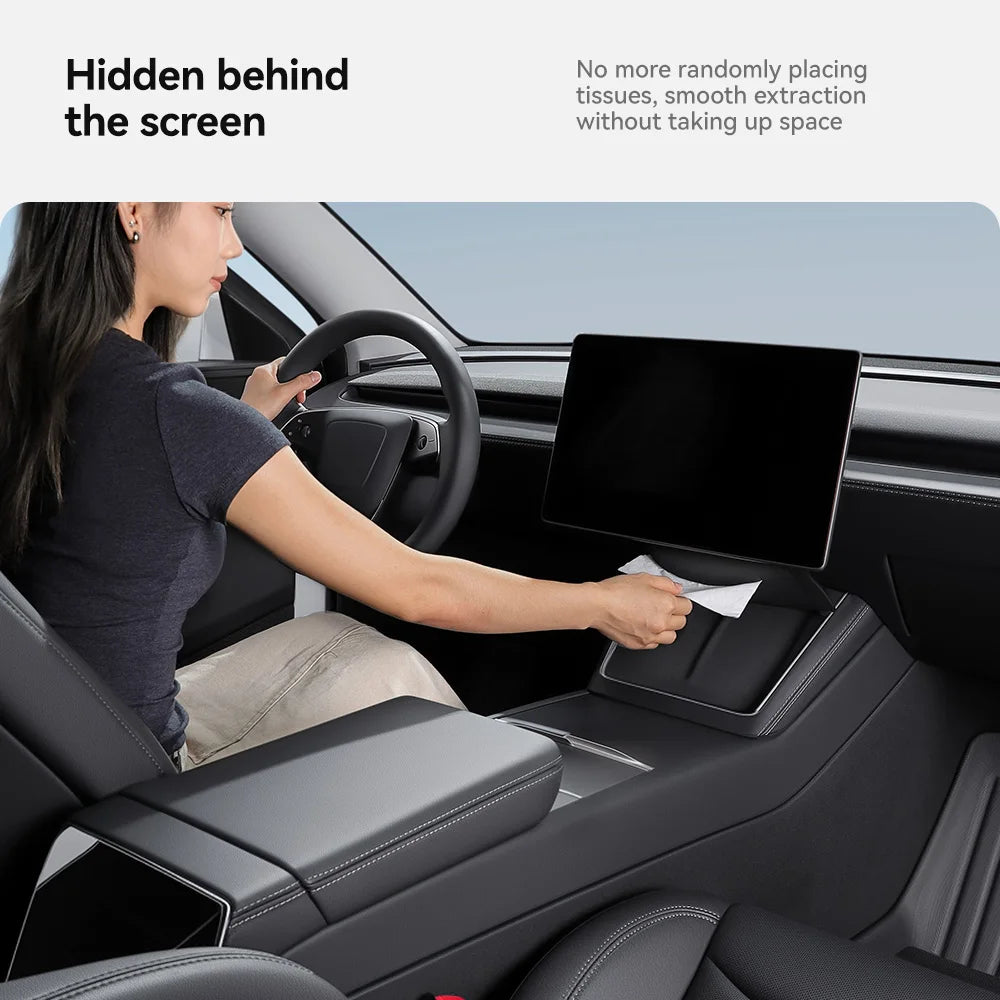 YZ For Tesla Model 3 Y X S Highland Juniper Car Tissue Box Leather Hanging Tissue Box Center Console Armrest Paper Towel Storage Vue