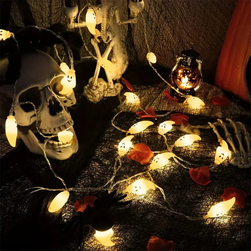 Halloween String Lights Battery-Powered Ghost Lights Cute Spooky Ghost Decor for Indoor Party Halloween Indoor Room Bedroom 817 Vue