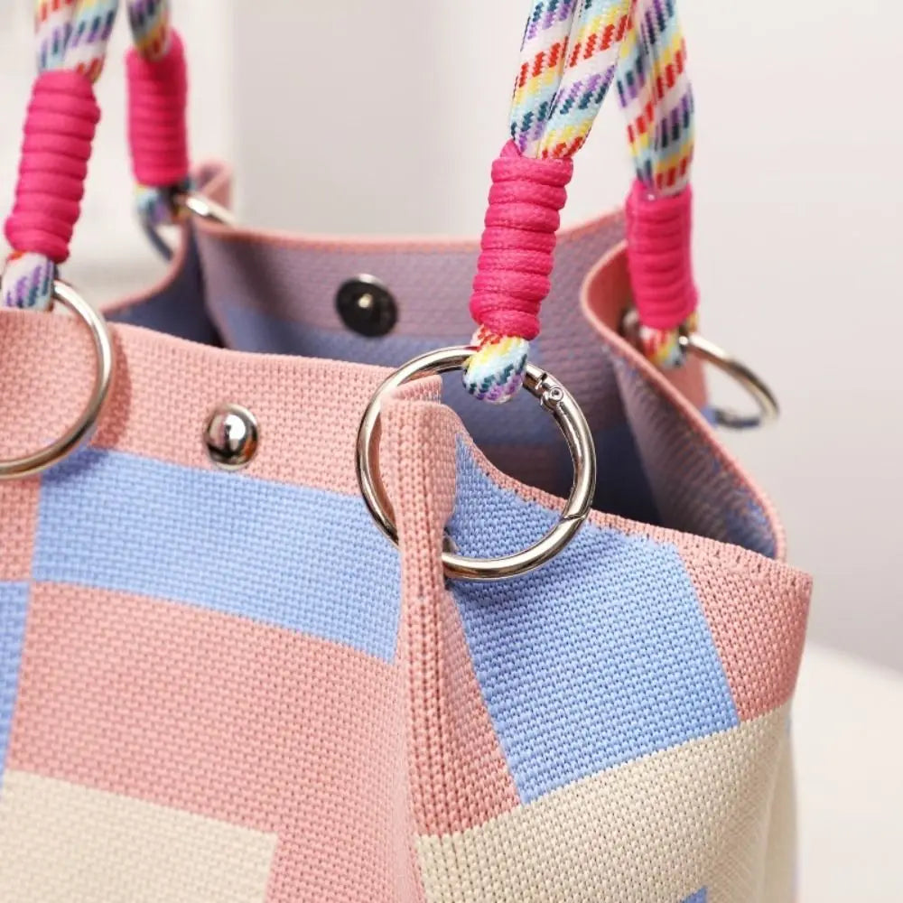 Fashion Cartoon Knitted Bucket Bag Large Capacity Handmade Wrist