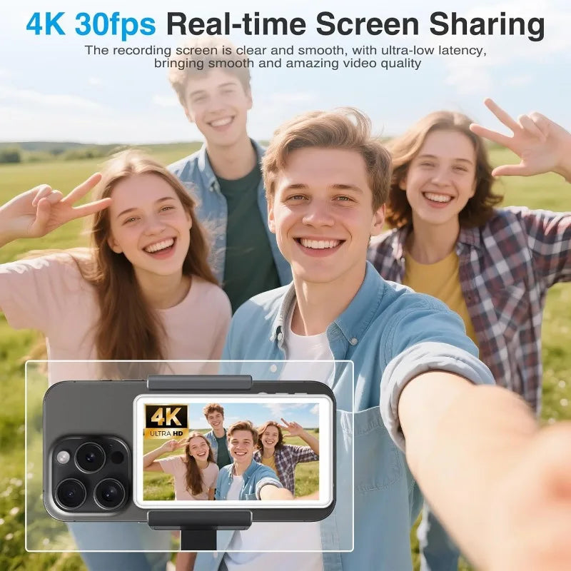 Vlog Selfie Monitor Screen Magnetic Phone Vlog Monitor Screen with Bluetooth Remote Back Camera Monitor for Live Stream Vlogging Vue
