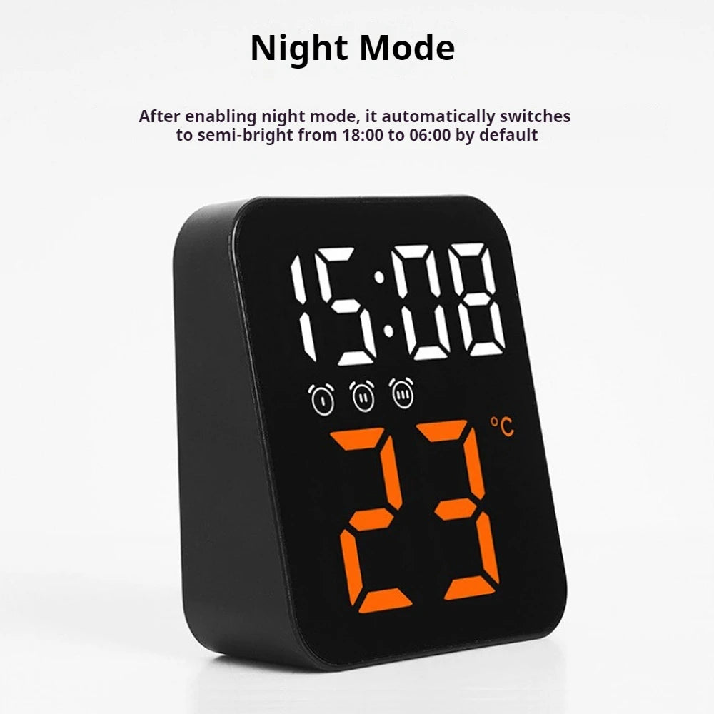 LED Digital Wall/Table Clock Time Temperature Display Alarm Clock Adjustable Brightness Home Desktop Decor Electronic Clock Vue