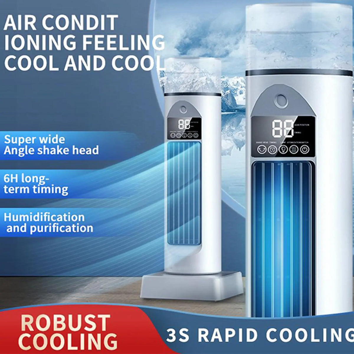 Portable Bladeless Personal Air Conditioner, Quiet Cooling Fan with Humidifier, Timer & Remote Control, Small AC for Home Office Vue