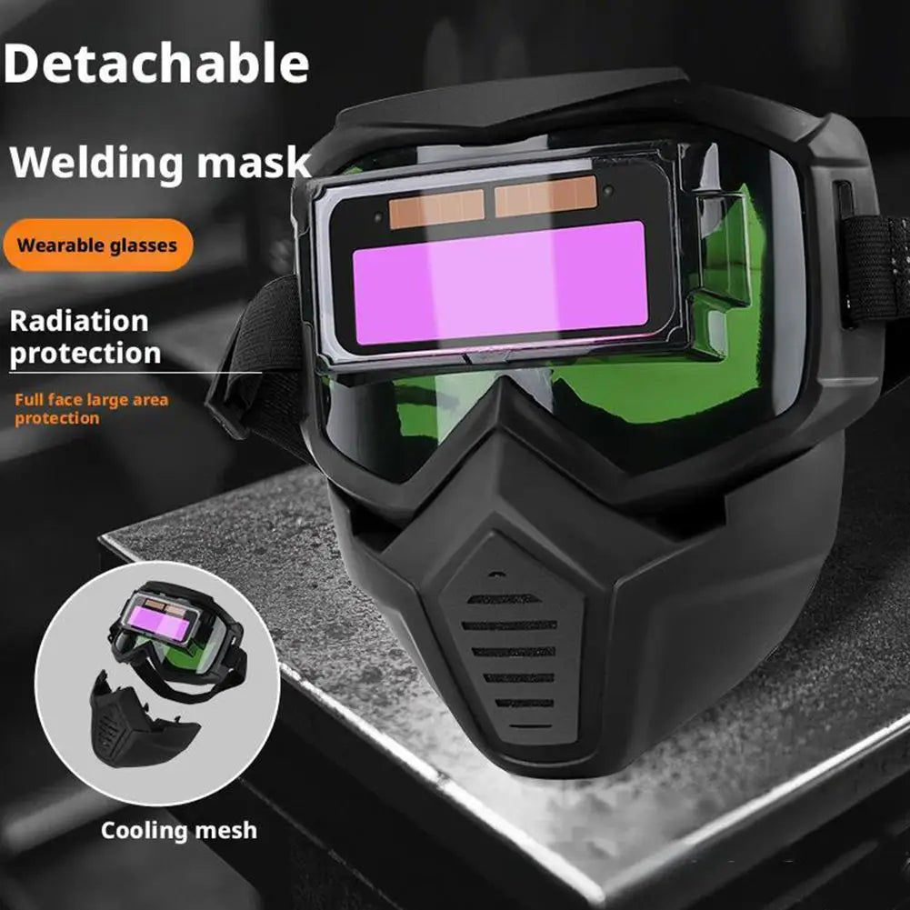 Detachable Welder Mask Auto Darkening Welding Glasses Work Protective Equipment Adjustable Band Split Type Breathable Mask Vue
