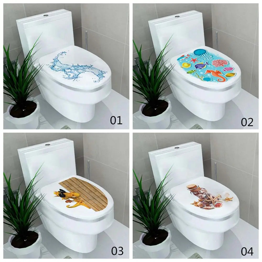 Art 32*39cm Bathroom Decoration Removable Waterproof Toilet Sticker Closestool Decor Toilet Seat Sticker WC Cover Decals Vue