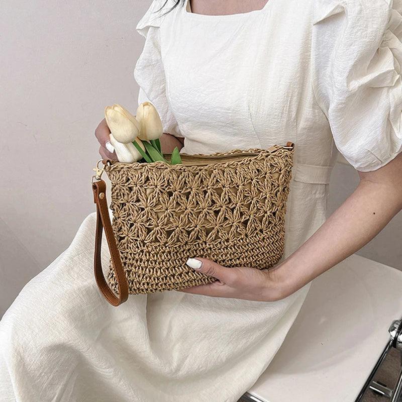 Straw Crossbody Bags Women Summer Woven Shoulder Bag Purse Raffia