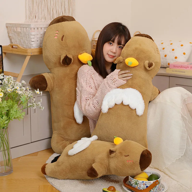 60/80/100cm Large Long Cute Creative Capybara Plush Toys Soft Stuffed Animal Baby Sleeping Hug Pillow Sofa Cushion for Kids Gift Vue