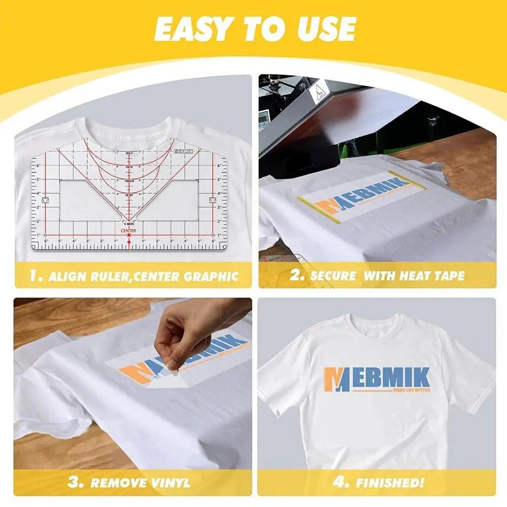 Tshirt Ruler Guide Vinyl Alignment Heat Press HTV All-in-ONE T Shirt