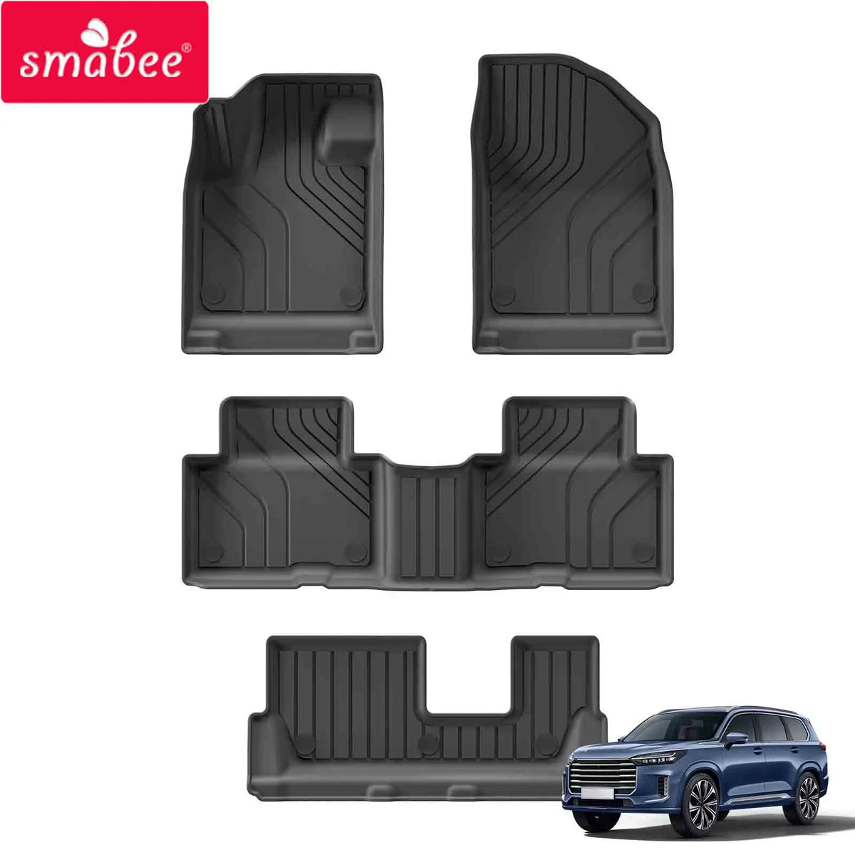 Smabee Left Drive for Chery EXEED VX 2023-2026 7-Seater Fuel Version Car Floor Mats Foot Pad 3D TPE Waterproof Accessories Black Vue
