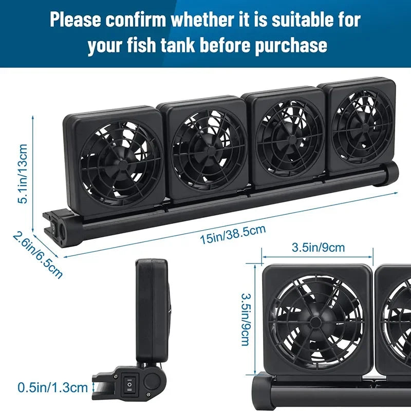 1-6 Heads 100V-240V Aquarium Cooling Fan Adjustable Aluminum Alloy Fish Tank Cooling Fan for Aquarium Fish Tank Chillers 어항 히터 Vue