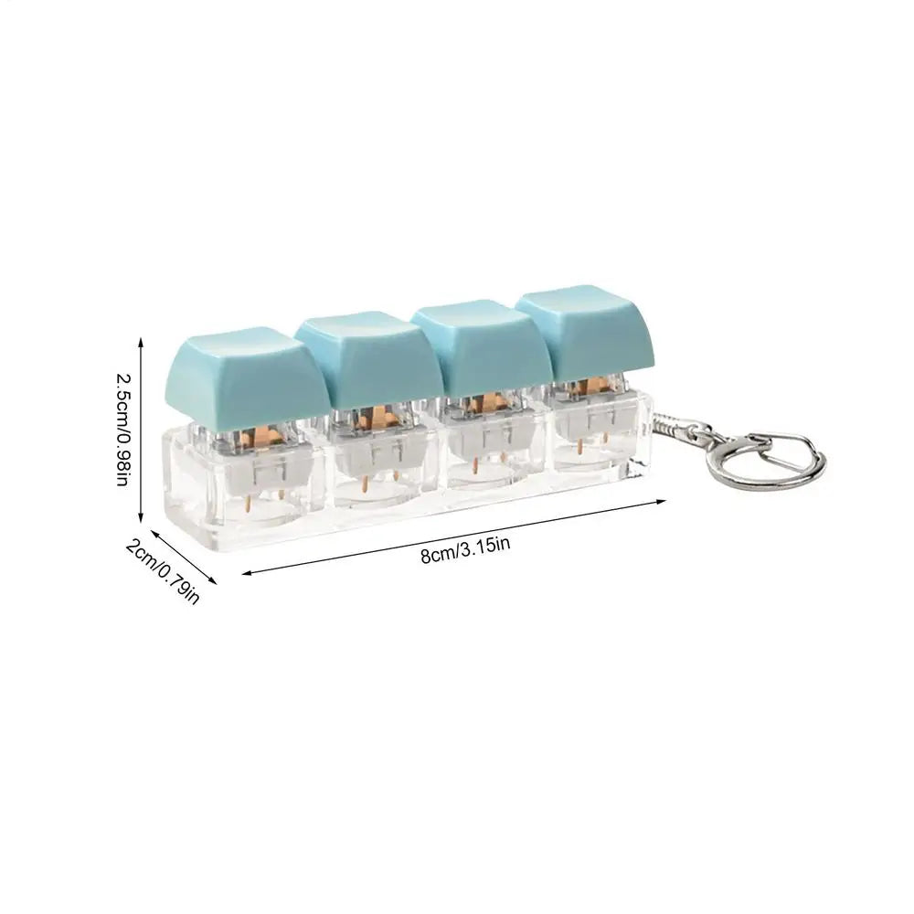 Quiet Keyboard Fidget Keychain Silent Mechanical Clicker Stress Relief Toy Fingertip Button Key Caps Decompresion for Adult Kid Vue D