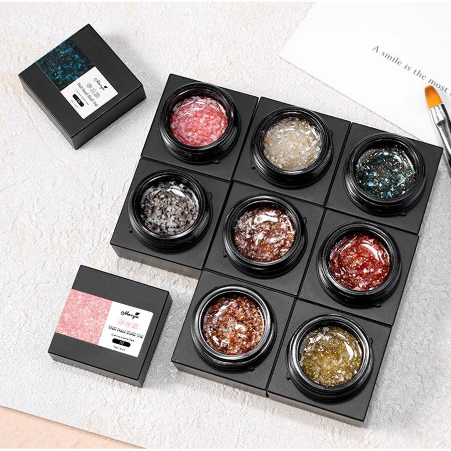 1pc Sand shell nail gel nail polish gel nail art ice transparent color popular color laser flash easy apply Daily Festivals 5ml Vue