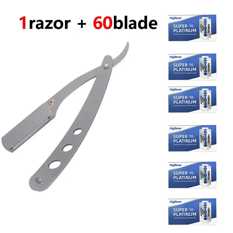 Professional Manual Shaver Barber Razor Edge Stainless Steel Shaver Shave With Blade Men Straight Folding Shaving Vue M291 1razor 60 blade