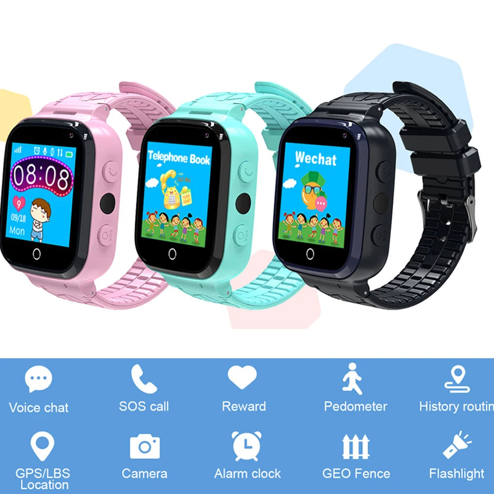 Kids Smart Watch GPS Tracker Location Position SOS Flashlight Phone Call Camera Children Smartwatch Boys Girls Birthday Gifts Vue