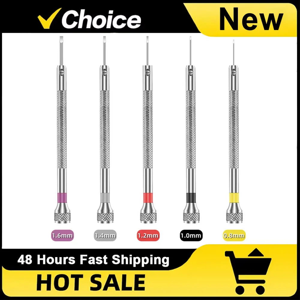 5PCS Set 0.8-1.6mm Steel Screwdriver for Watch Repairing Portable Watch Tools Band Removal with Mini Link Pins Watchmaker Tools Vue