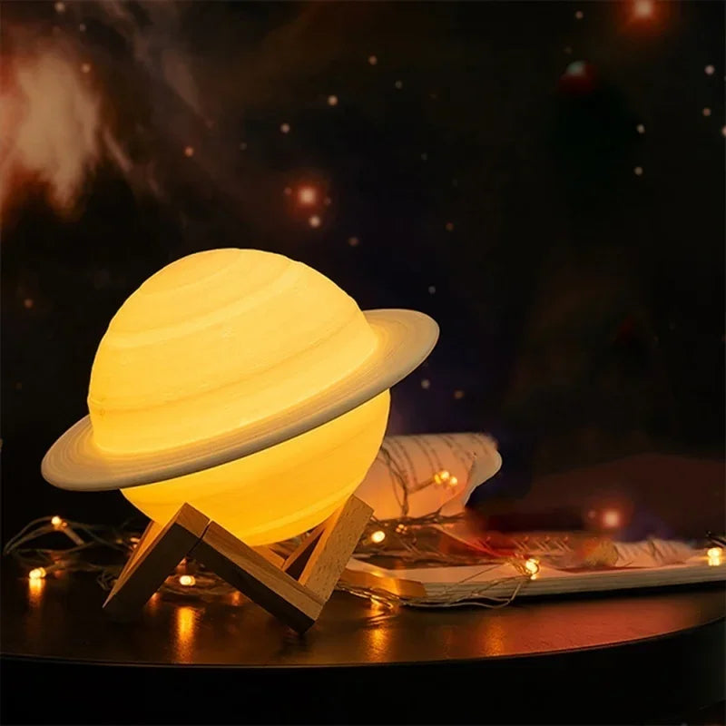 3D Printed Saturn LED Night Light – 16 Colors Remote & Touch LED Night Light Vue