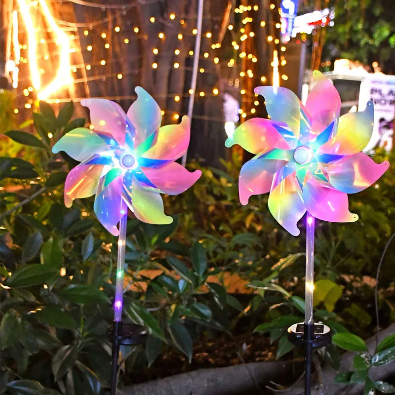 Solar Windmill Garden Stake Lights, Colorful LED Pinwheel Solar Lights, Outdoor Decor for Patio Yard Lawn Pathway Decor Vue