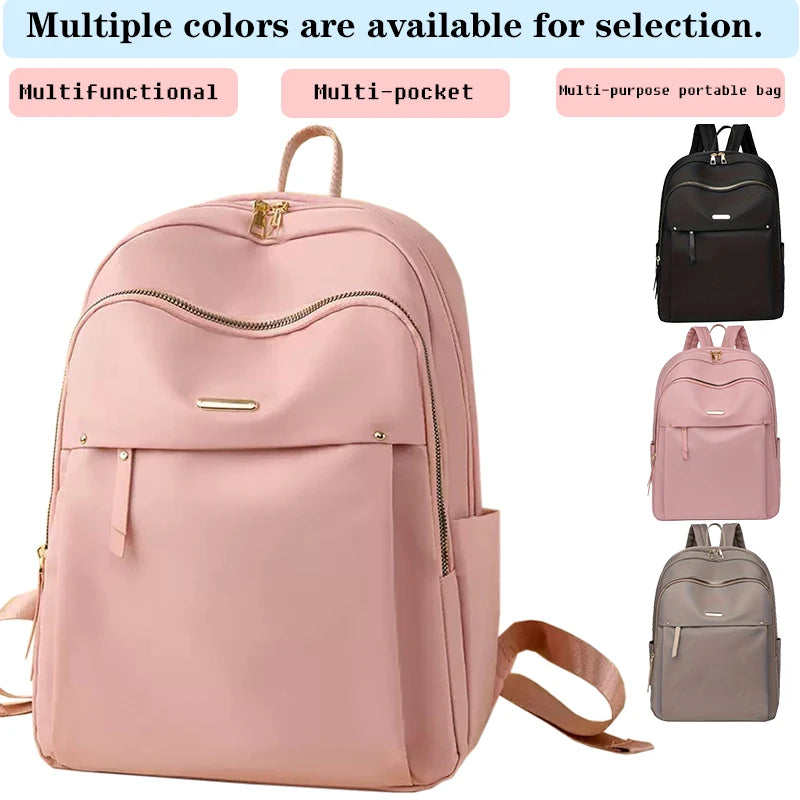 Waterproof Nylon Backpack Women Lightweight School Multi-pocket