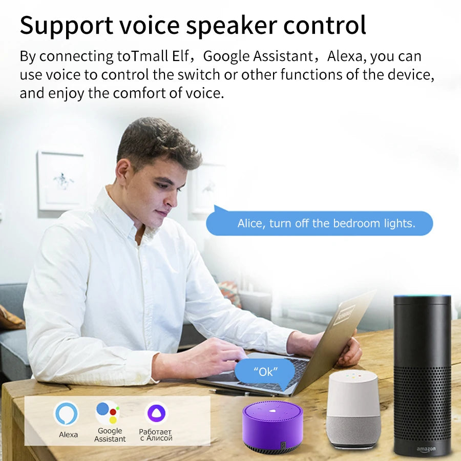 Zigbee 3.0 Wifi Tuya Smart Swich Alexa Google Assistant Home Automation DIY 16A Mini Breaker Light Switch Voice Control 100-240V Vue