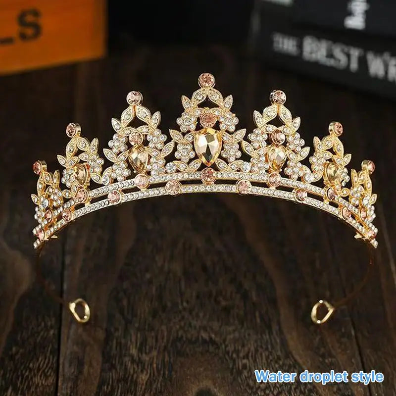 Wedding Hair Tiara Crystal Bridal Tiara Crown Silver Color Diadem Veil Tiaras Wedding Hair Accessories Headpieces Head Jewelry Vue A2