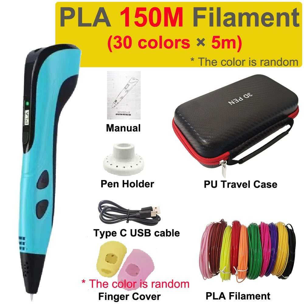 JuniorCare 3D Pen for Kids – LCD, PLA Filament & Travel Case